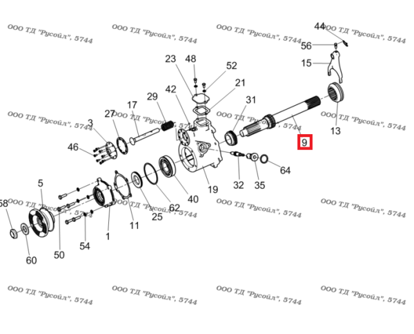 Вал привода разд. коробки КАМАЗ переднего моста