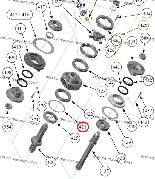 Кольцо моста среднего КАМАЗ подшипника привода шестерни стопорное