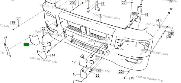 Заглушка буфера КАМАЗ-5490 облицовки верхняя правая