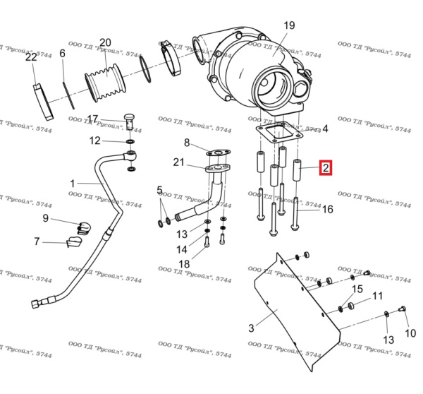 Втулка болта выпускного коллектора КАМАЗ аналог 740.70-1008076