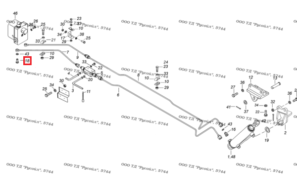 Болт М12х1,25х26 поворотный трубки подъема кабины КАМАЗ
