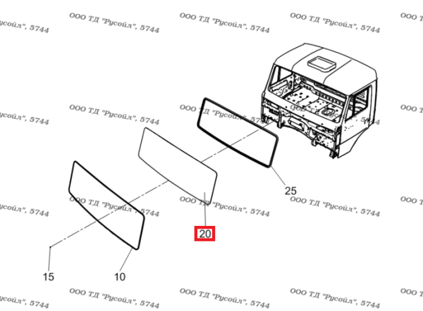 Стекло ветровое КАМАЗ панорамное