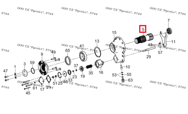 Вал привода разд. коробки КАМАЗ переднего моста,