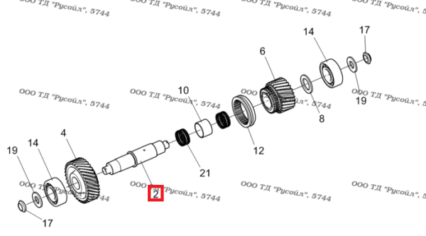 Вал промежуточный раздат. коробки КАМАЗ /голый/
